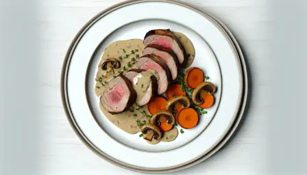 Butterstegt kalveculotte med timiangulerødder og svampesauce