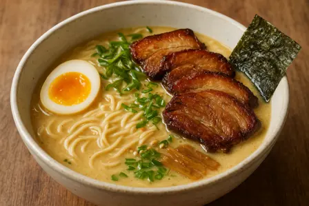 Cremet ramen med chashu af svinekæber