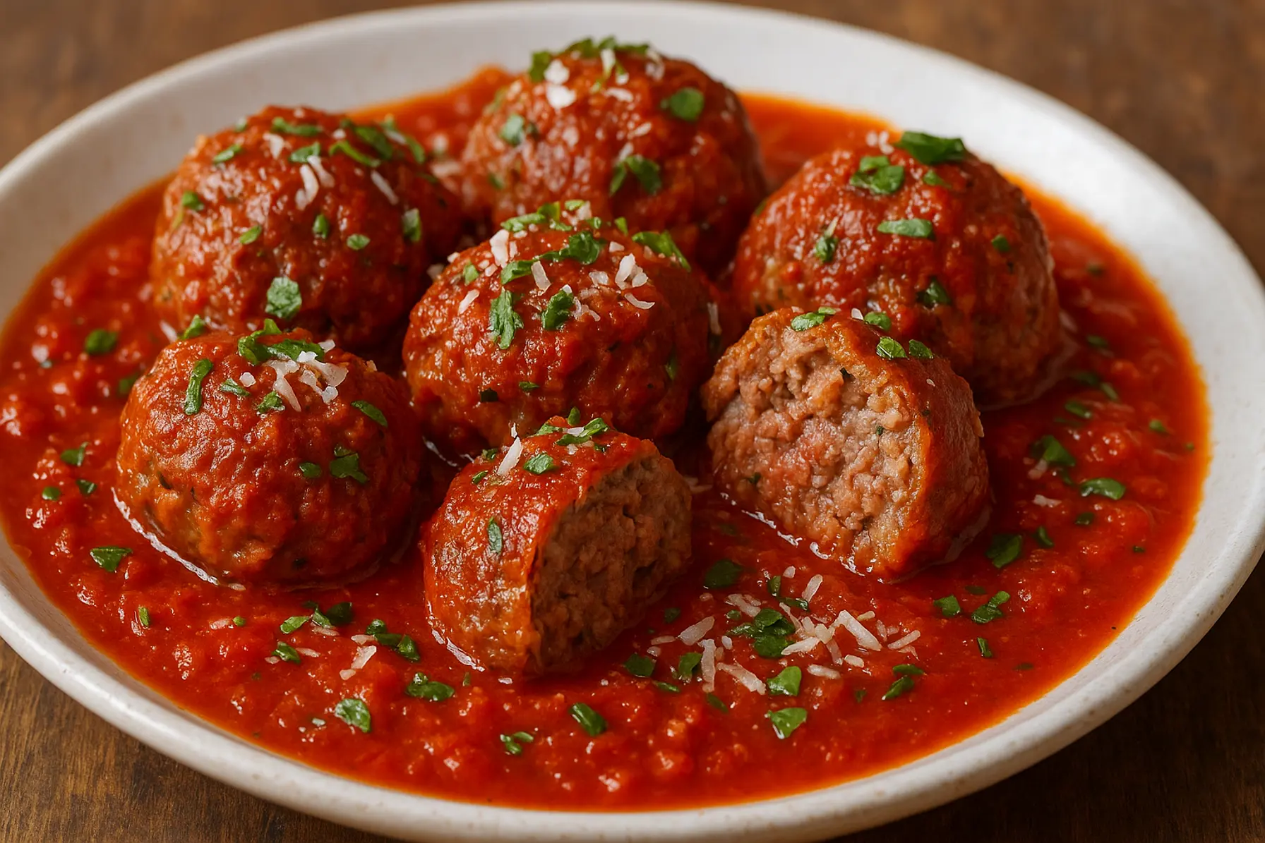 Italienske oksekødboller i tomatsauce