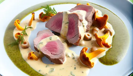 Kalvebryst med kantarel og løvstikkesauce
