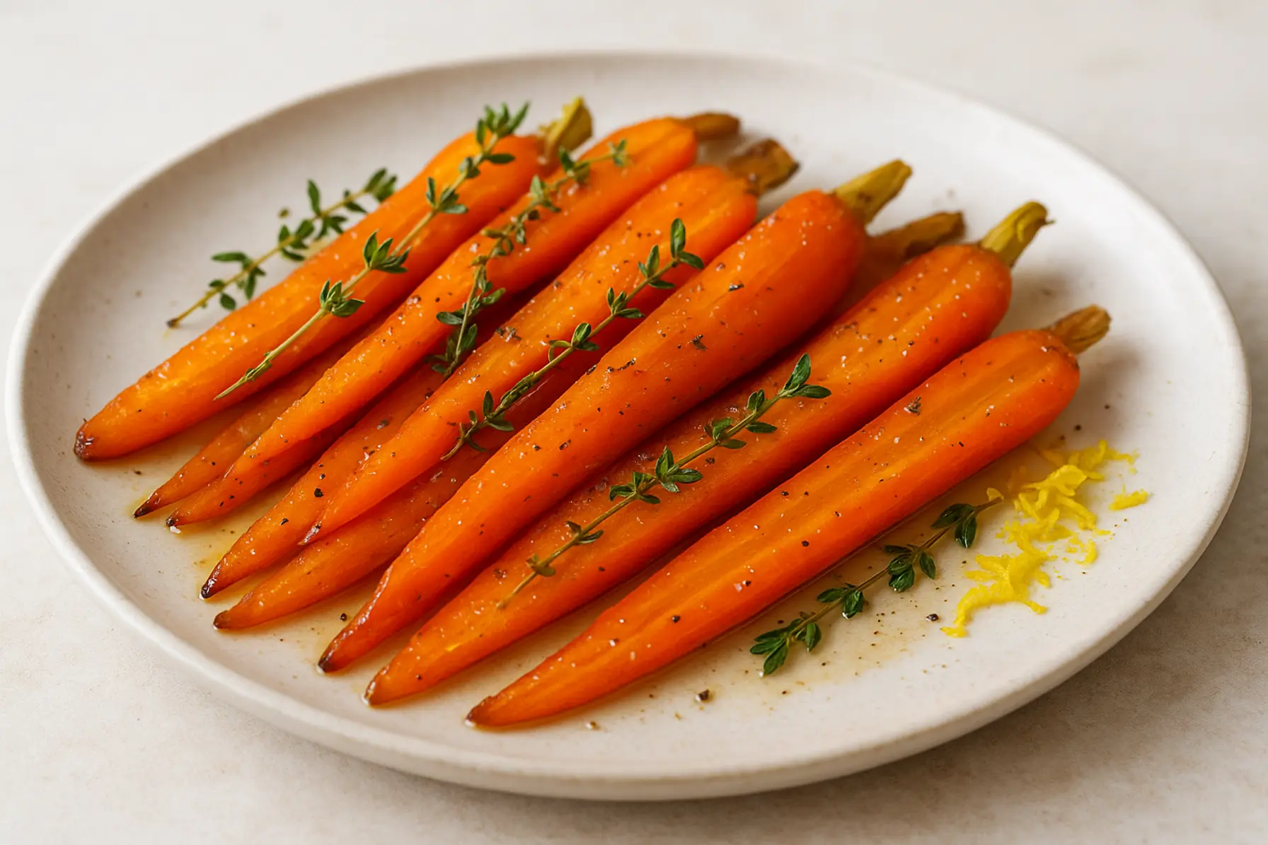 Konfiteret gulerod med timian og hvidløg