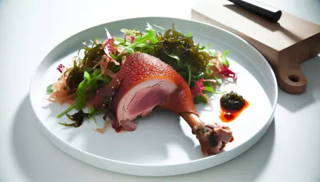 Krydret andelår med asiatisk fusionssalat og tangvinaigrette