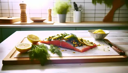 Lakridsmarineret laks med dild og citron