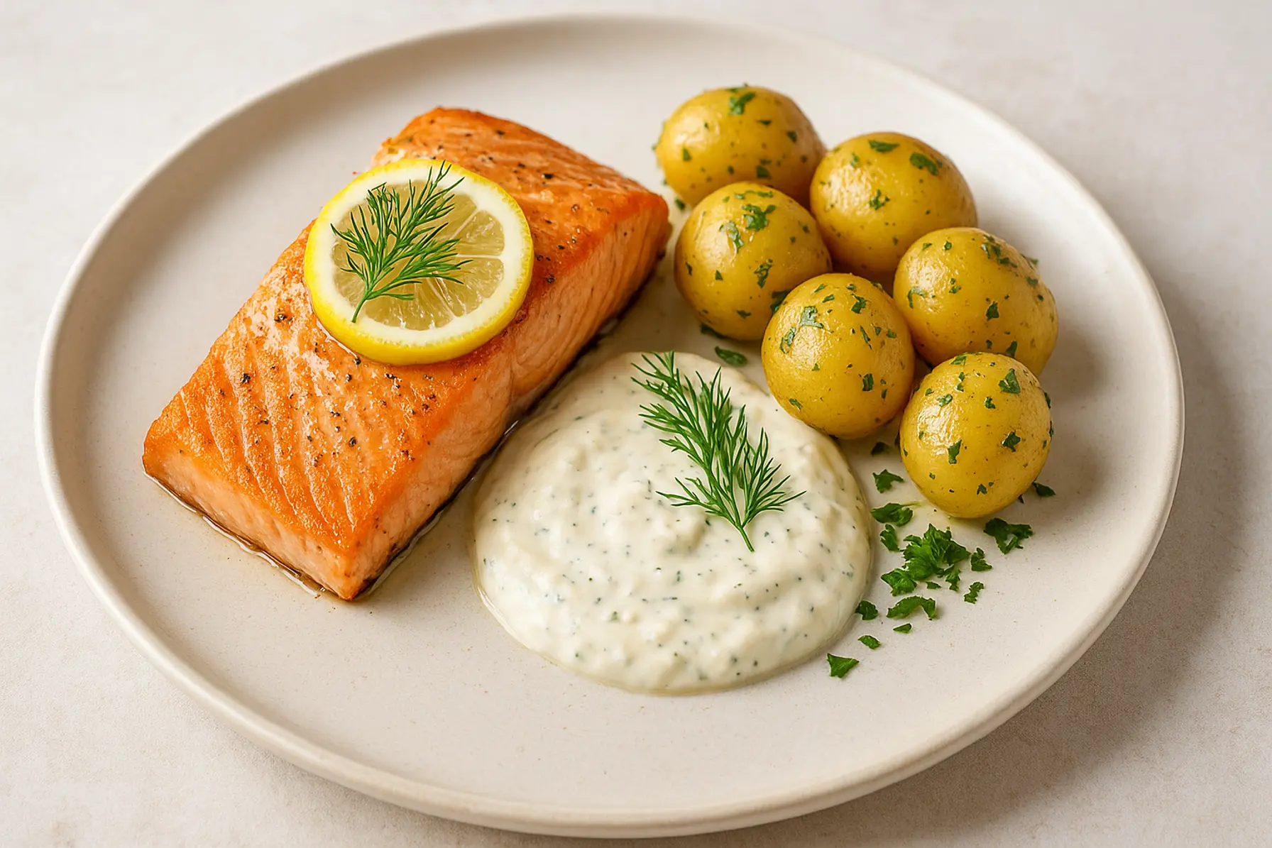 Laks med peberrodscreme og nye kartofler