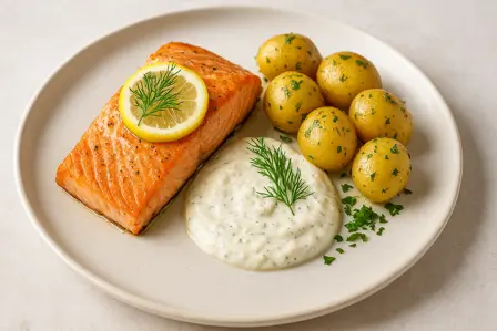 Laks med peberrodscreme og nye kartofler