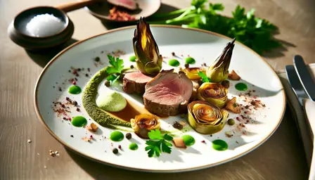Langtidsmør kalvefilet med bagte jordskokker og persilleskum