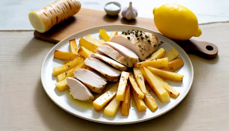 Langtidsmør kyllingebryst med bagte pastinakker og citronsmør