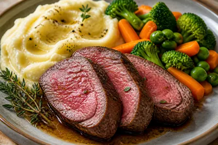 Langtidsstegt oksefilet med mos