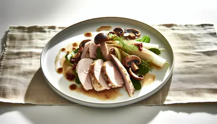 Langtidsvarmet kalkuninderlår med svampe og fennikelsalat