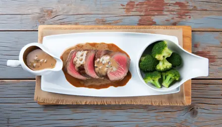 Langtidsvarmet oksefilet med cremet rosmarinbrun sovs