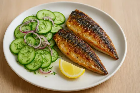 Letstegt makrel med agurkesalat