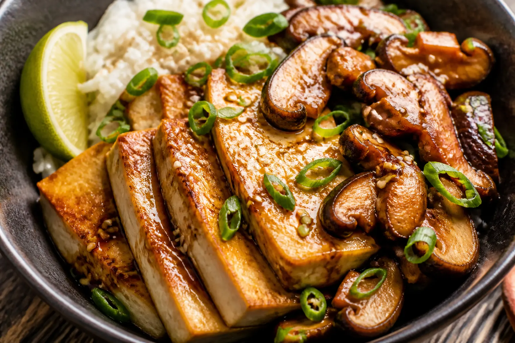 Marineret tofu med miso, shiitake og forårsløg