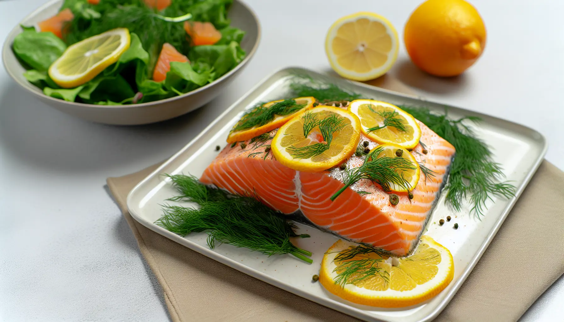 Nøjagtig tilberedt laks med citrus og dild