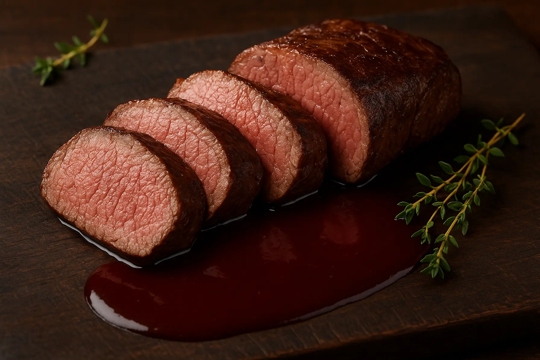 Oksefilet med rødvinssauce sous-vide