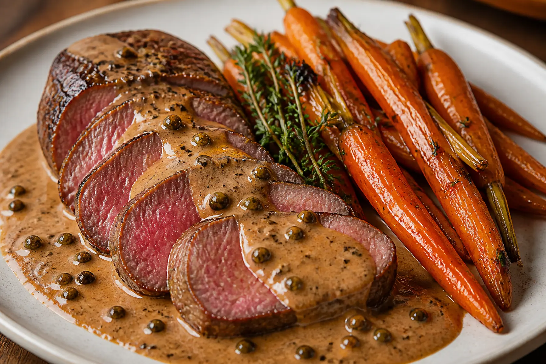 Oksefilet sous-vide med pebersauce