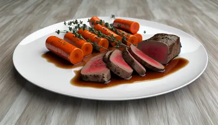 Oksetyndsteg med sous-vide glaserede gulerødder