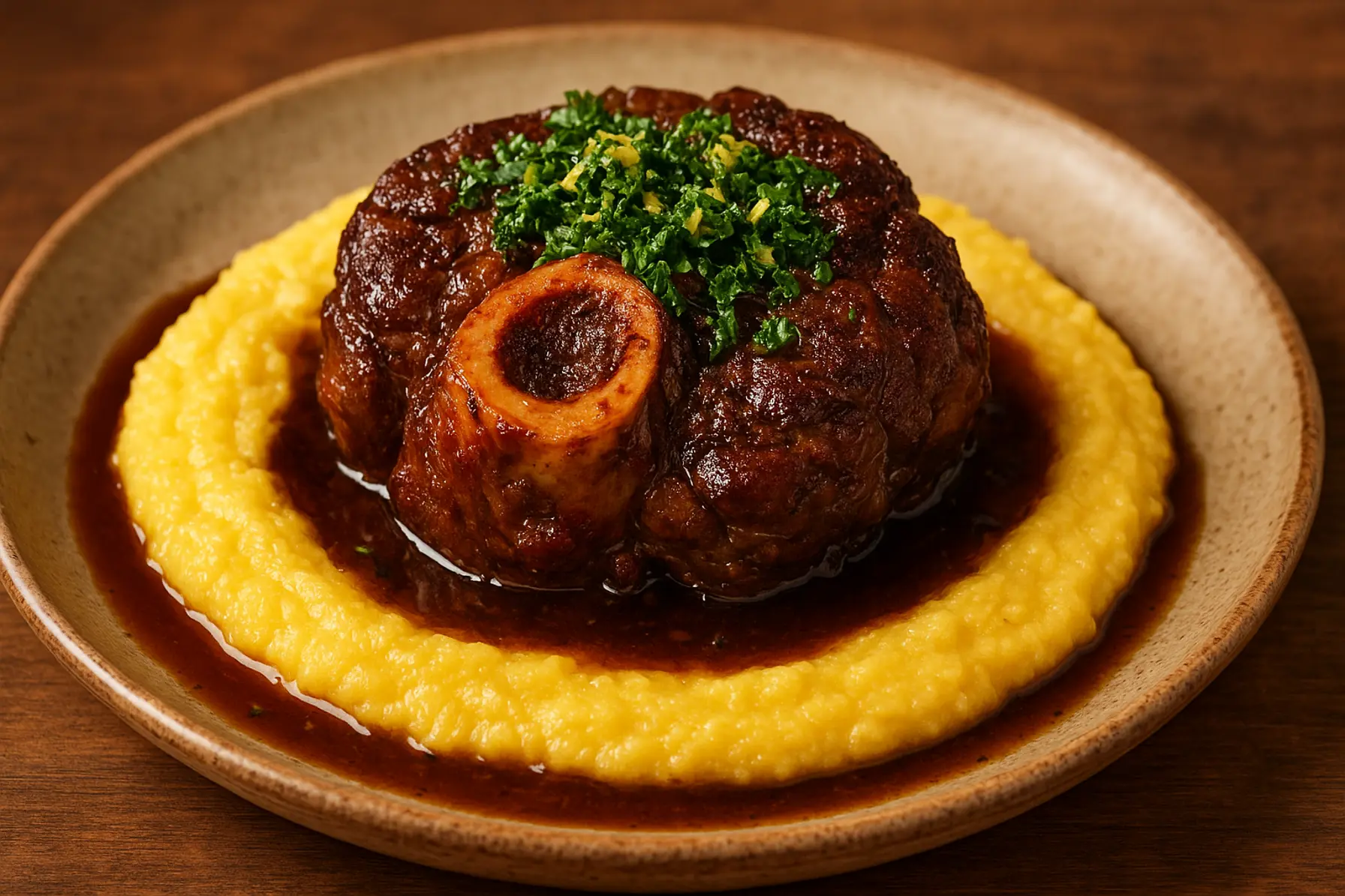 Osso buco med gremolata og cremet polenta