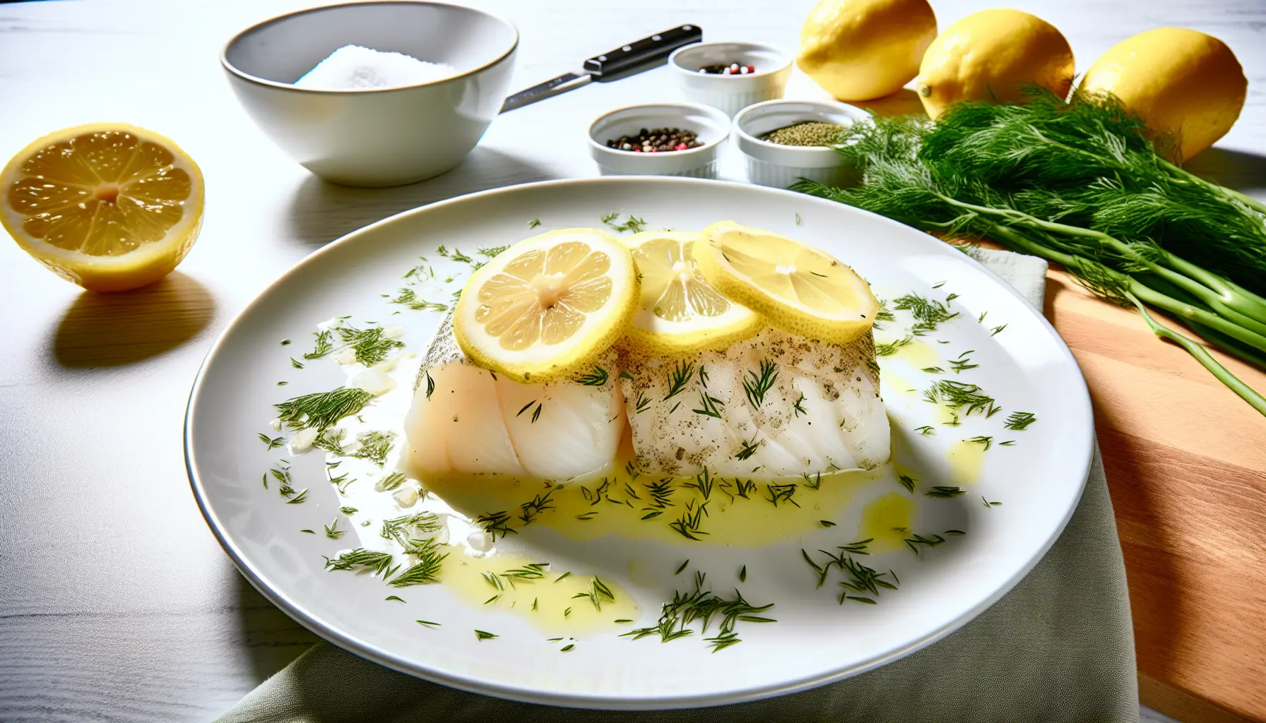 Saltbagt torsk med citron og dild