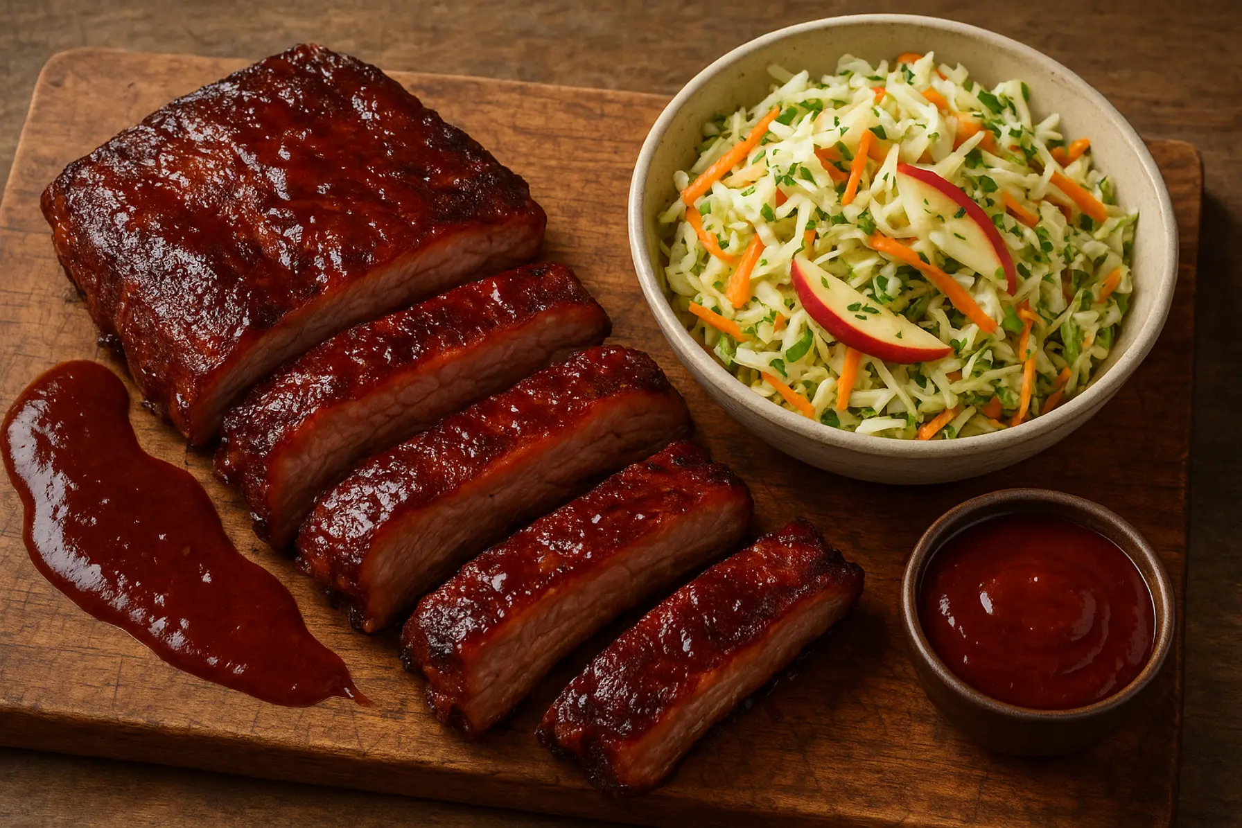 Spareribs sous-vide med røget paprika og æblekålsalat