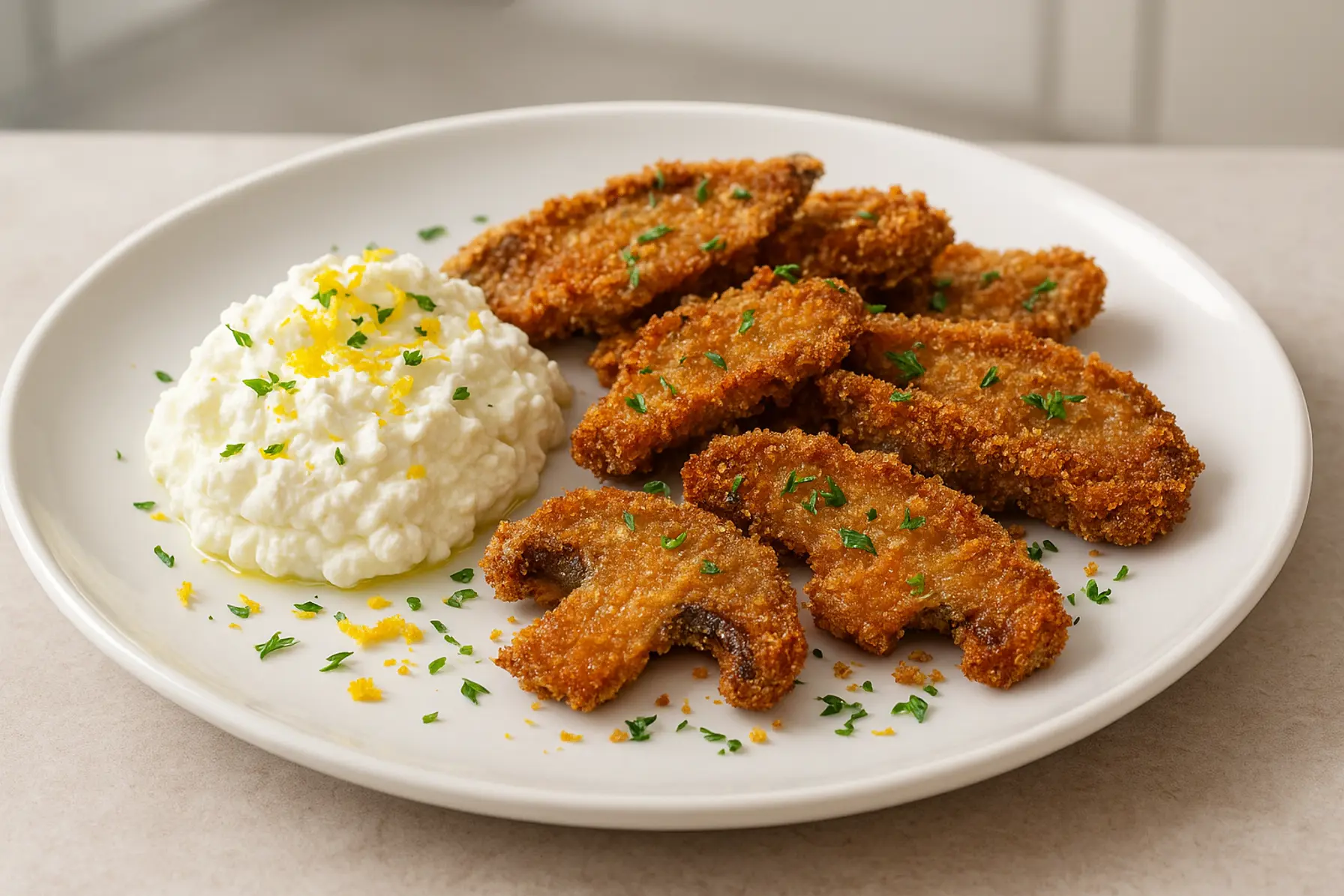 Sprød østershat med ricotta og citron