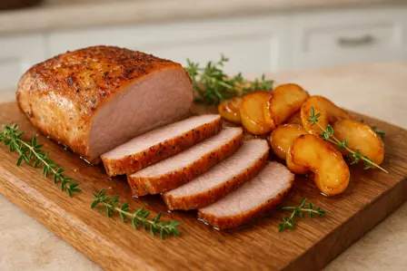 Svinekam med æble og timian