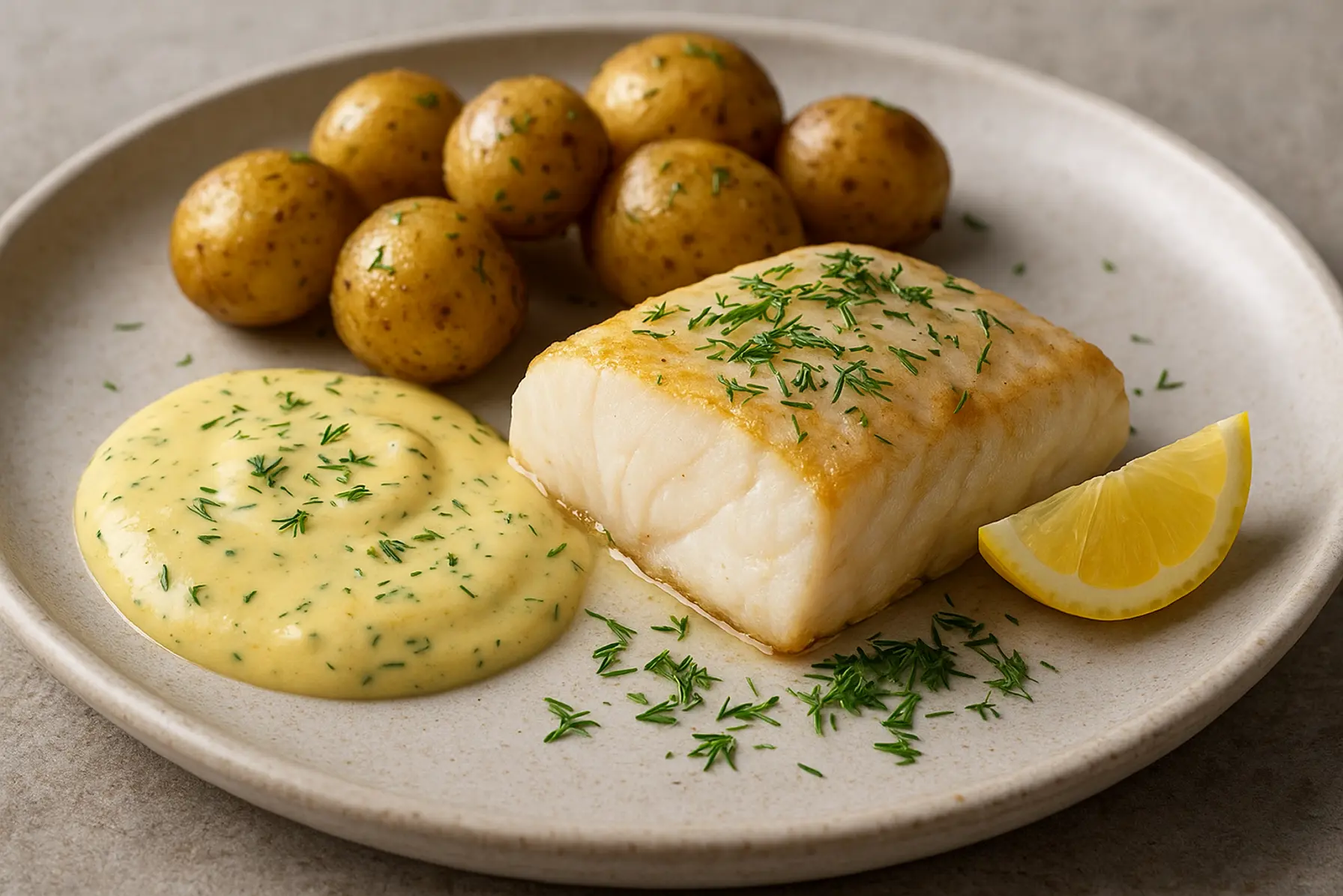 Torskefilet med dild og sennepscreme